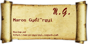 Maros Györgyi névjegykártya
